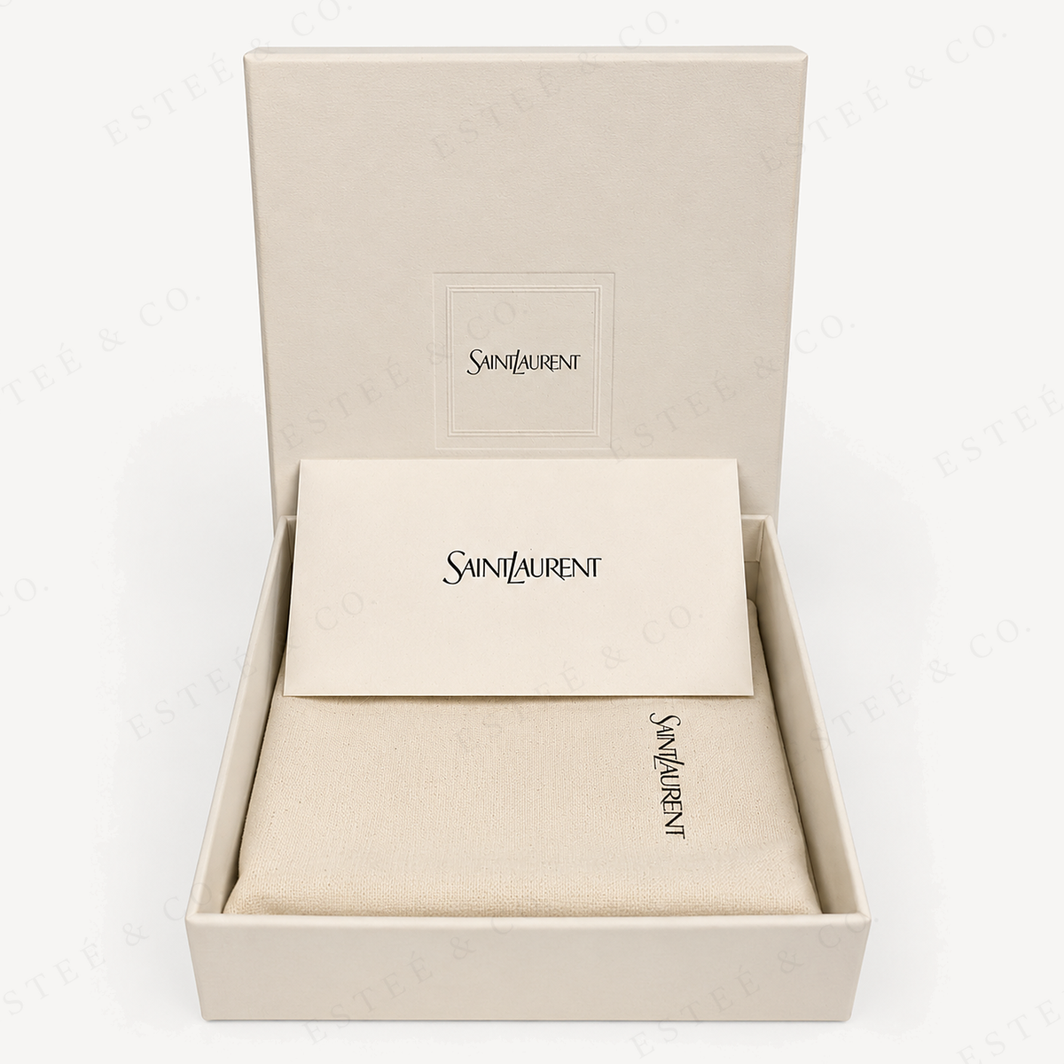 Saint Laurent Monogramme Card Holder — Beige