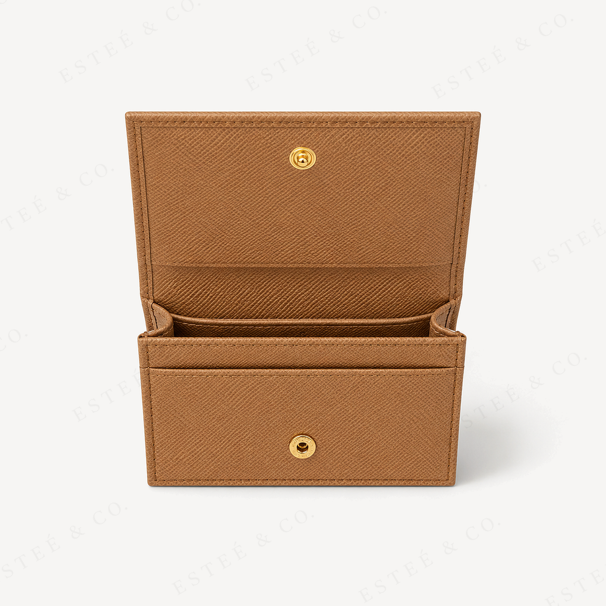 Prada Saffiano Card Holder — Caramel