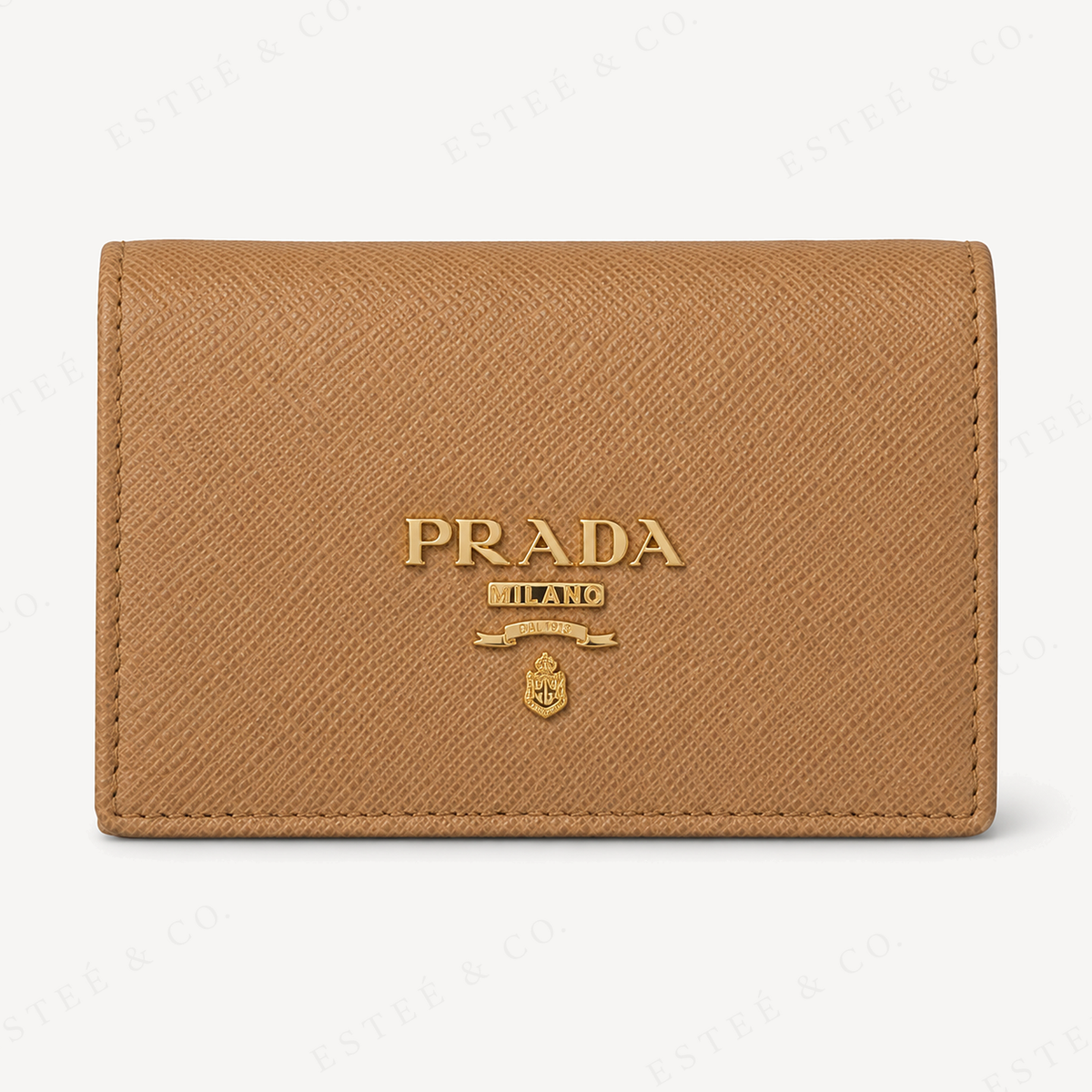 Prada Saffiano Card Holder — Caramel