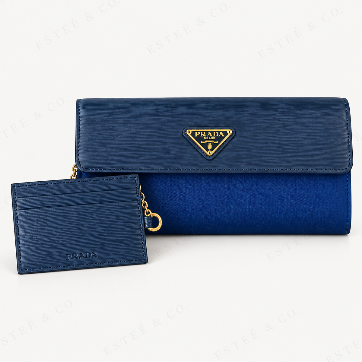Prada Long Wallet & Card Holder — Blue