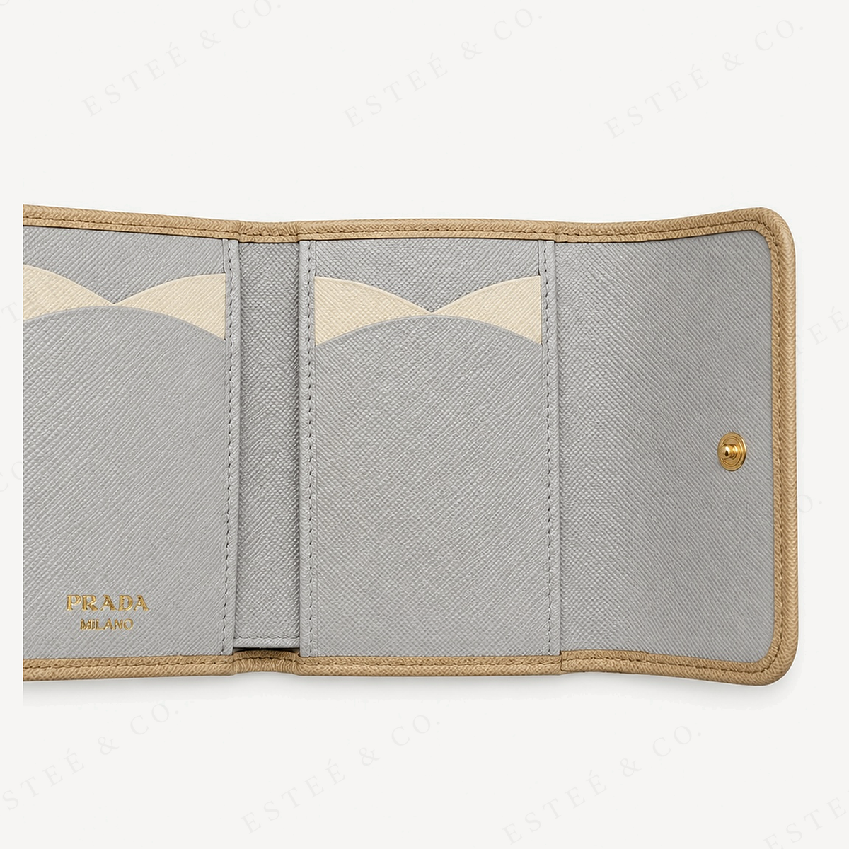 Prada Small Leather Wallet — Sand