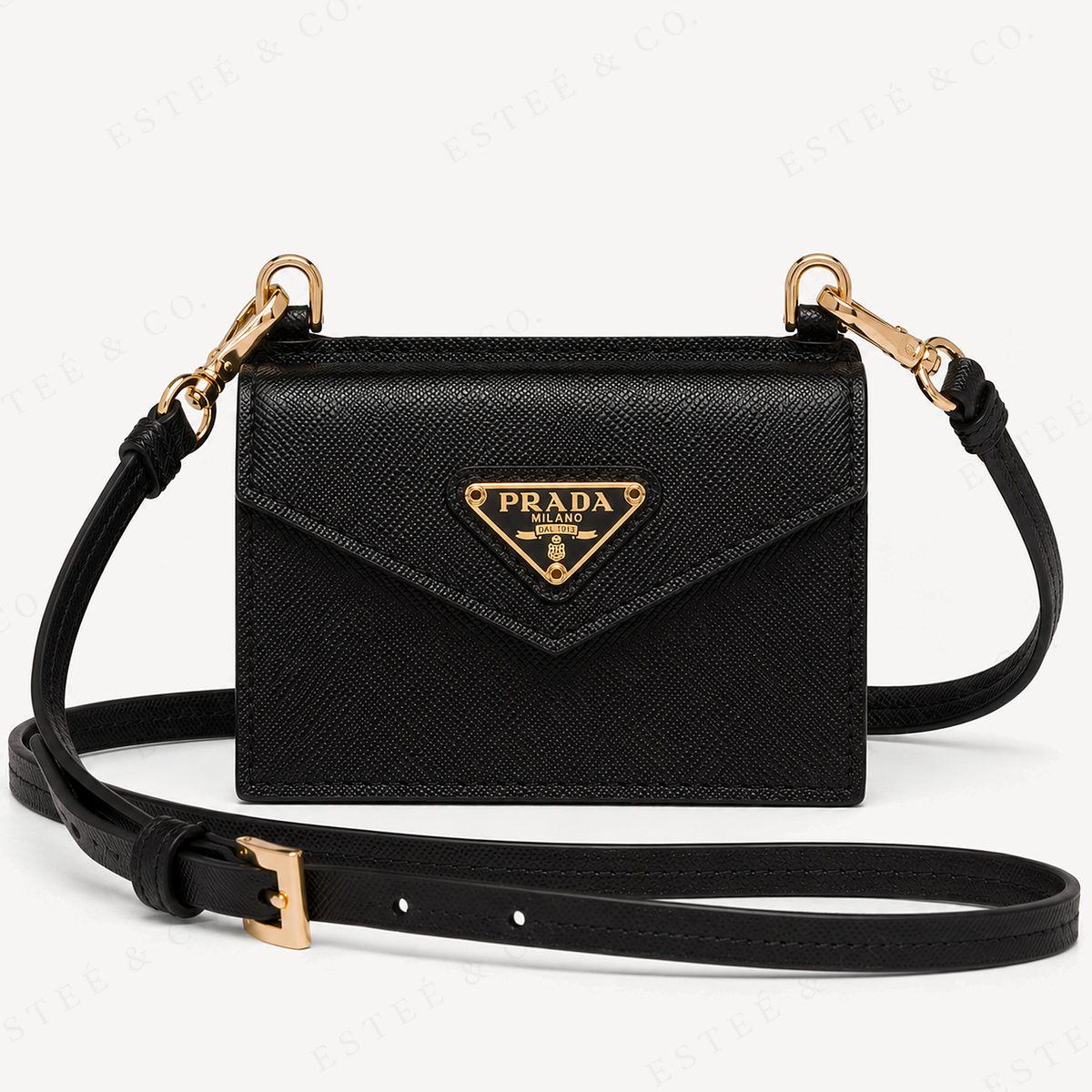 Prada Card Holder on Strap — Black