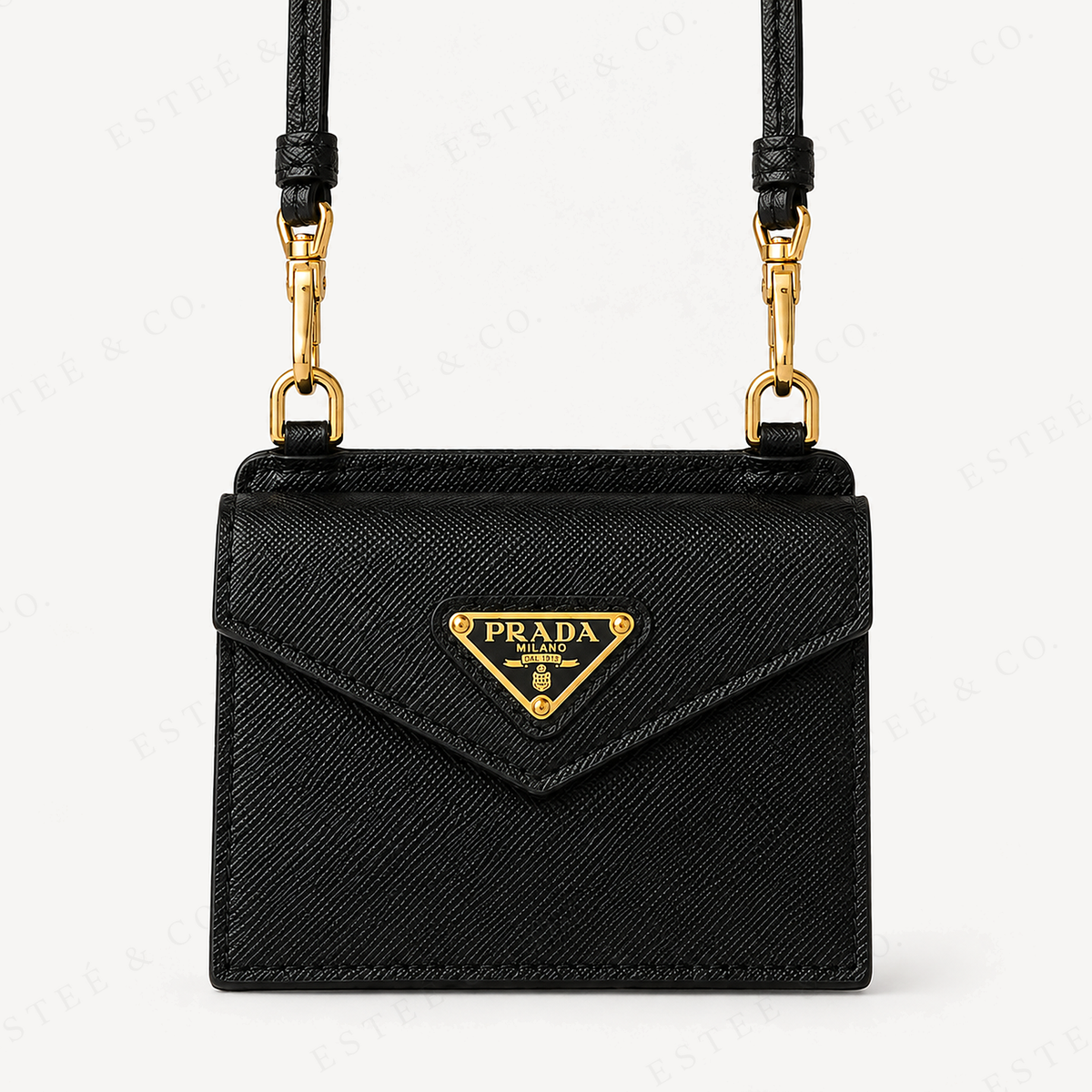 Prada Card Holder on Strap — Black