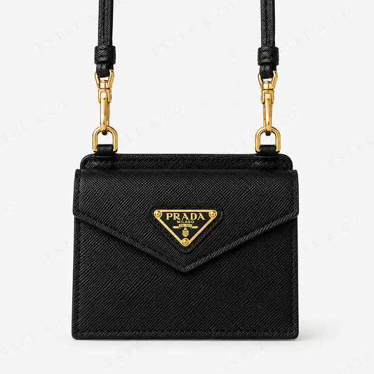 Prada Card Holder on Strap — Black