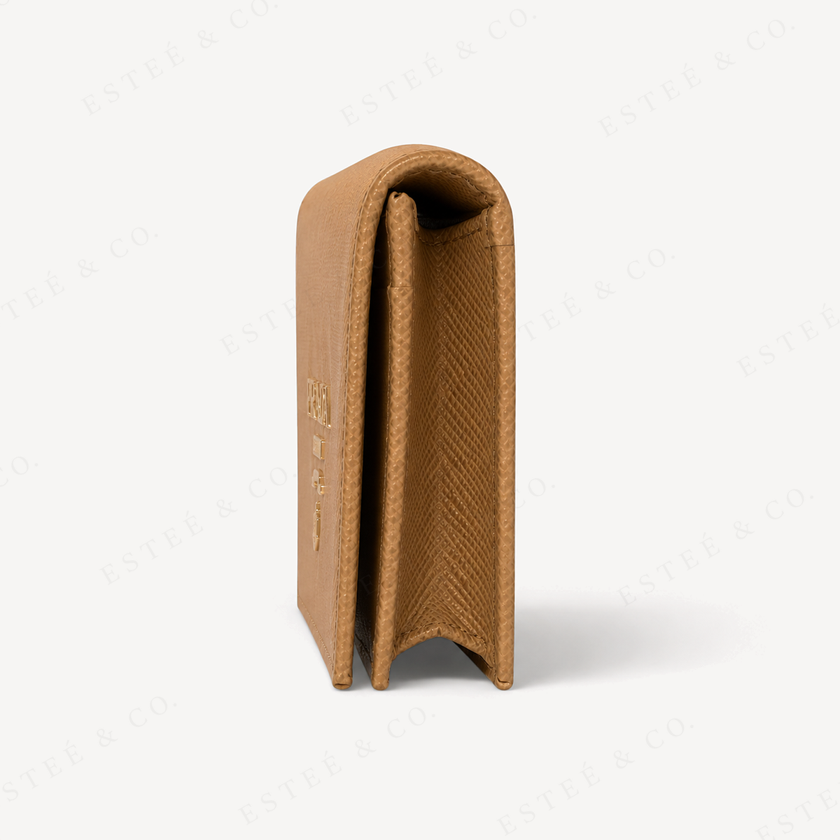 Prada Saffiano Card Holder — Caramel