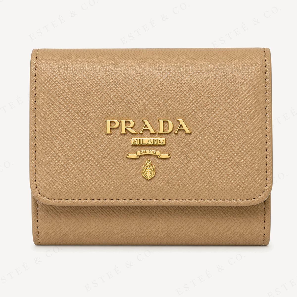 Prada Small Leather Wallet — Sand