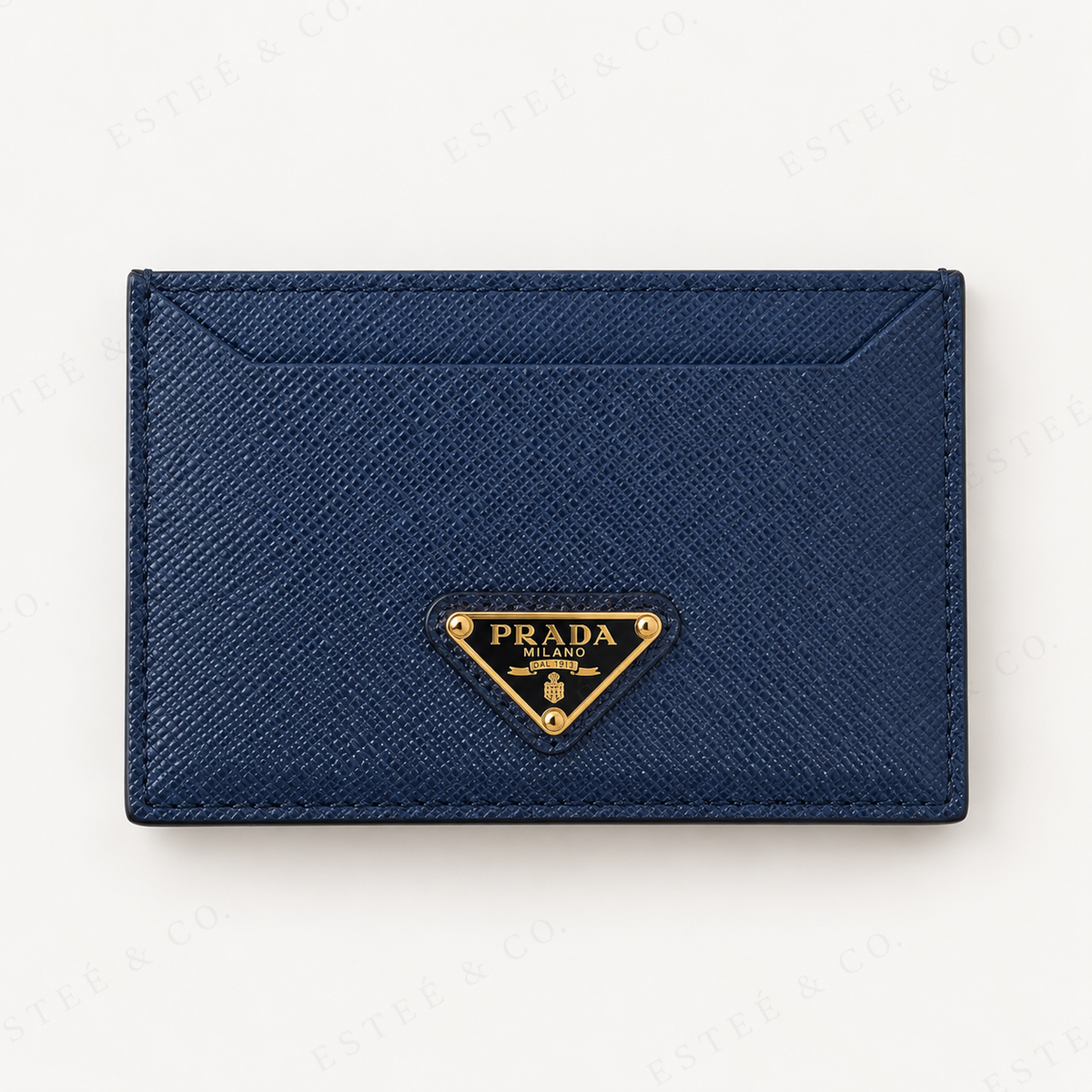 Prada Saffiano Card Holder — Navy