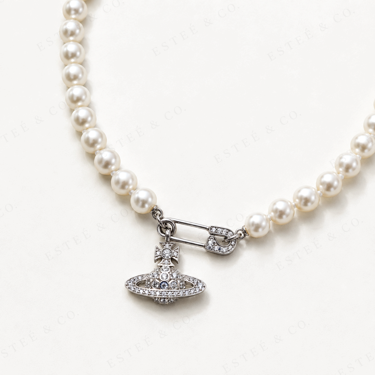 Vivienne Westwood Orb Pearl Necklace — Silver-Tone