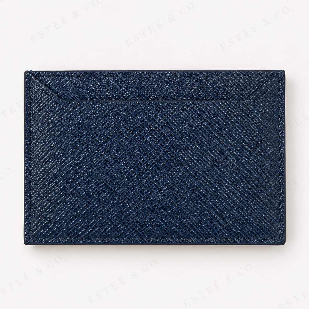 Prada Saffiano Card Holder — Navy