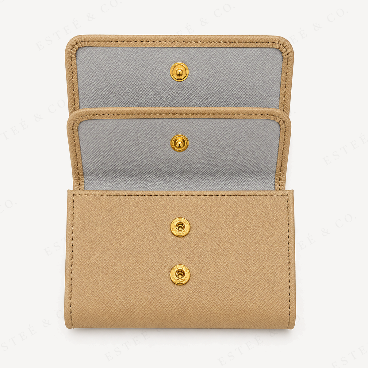 Prada Small Leather Wallet — Sand