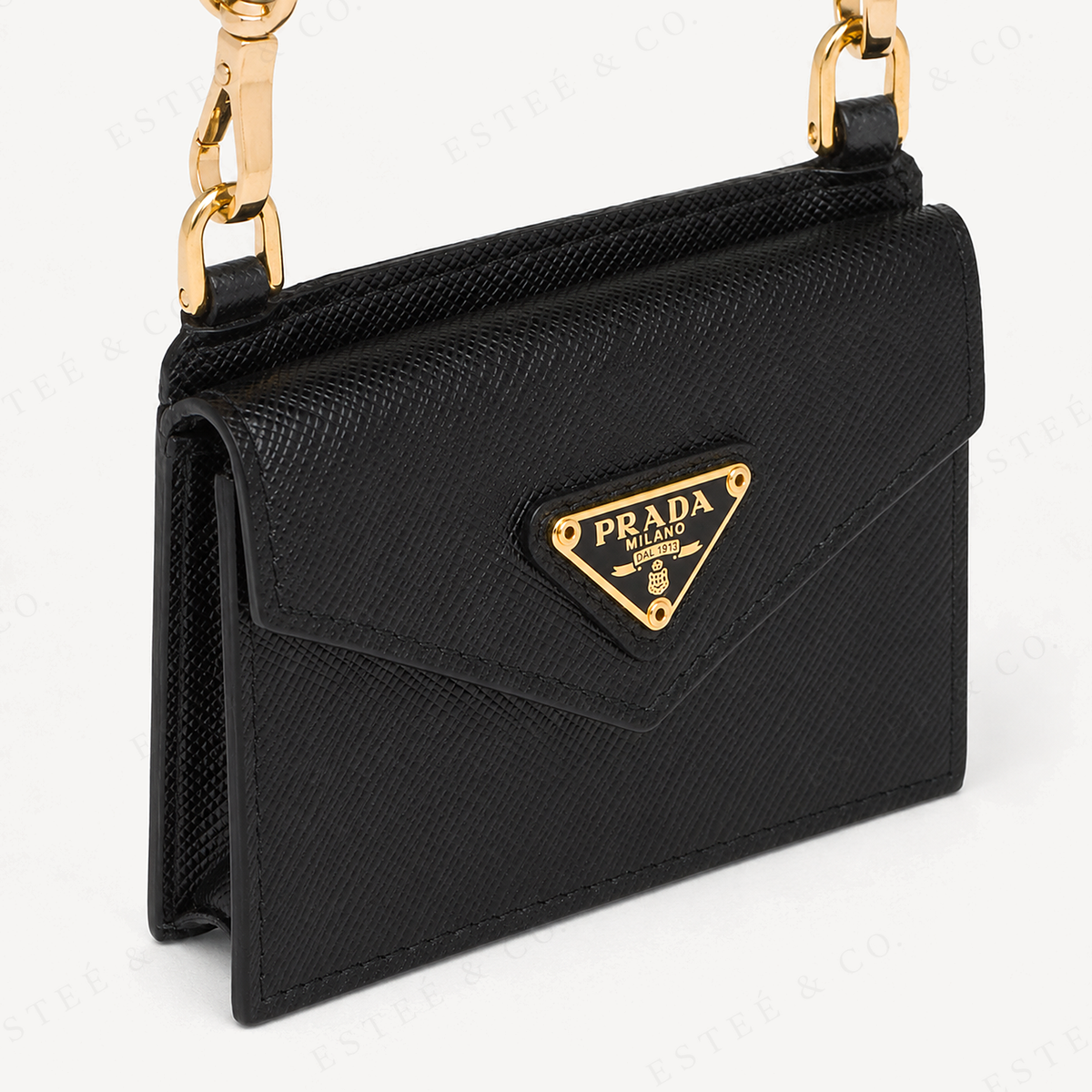 Prada Card Holder on Strap — Black