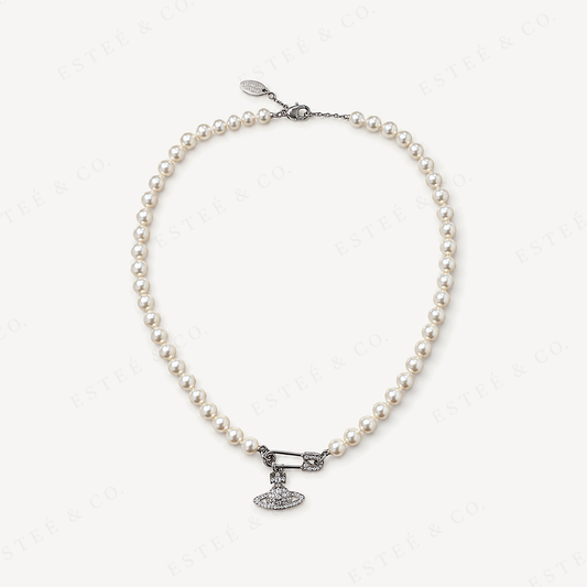 Vivienne Westwood Orb Pearl Necklace — Silver-Tone