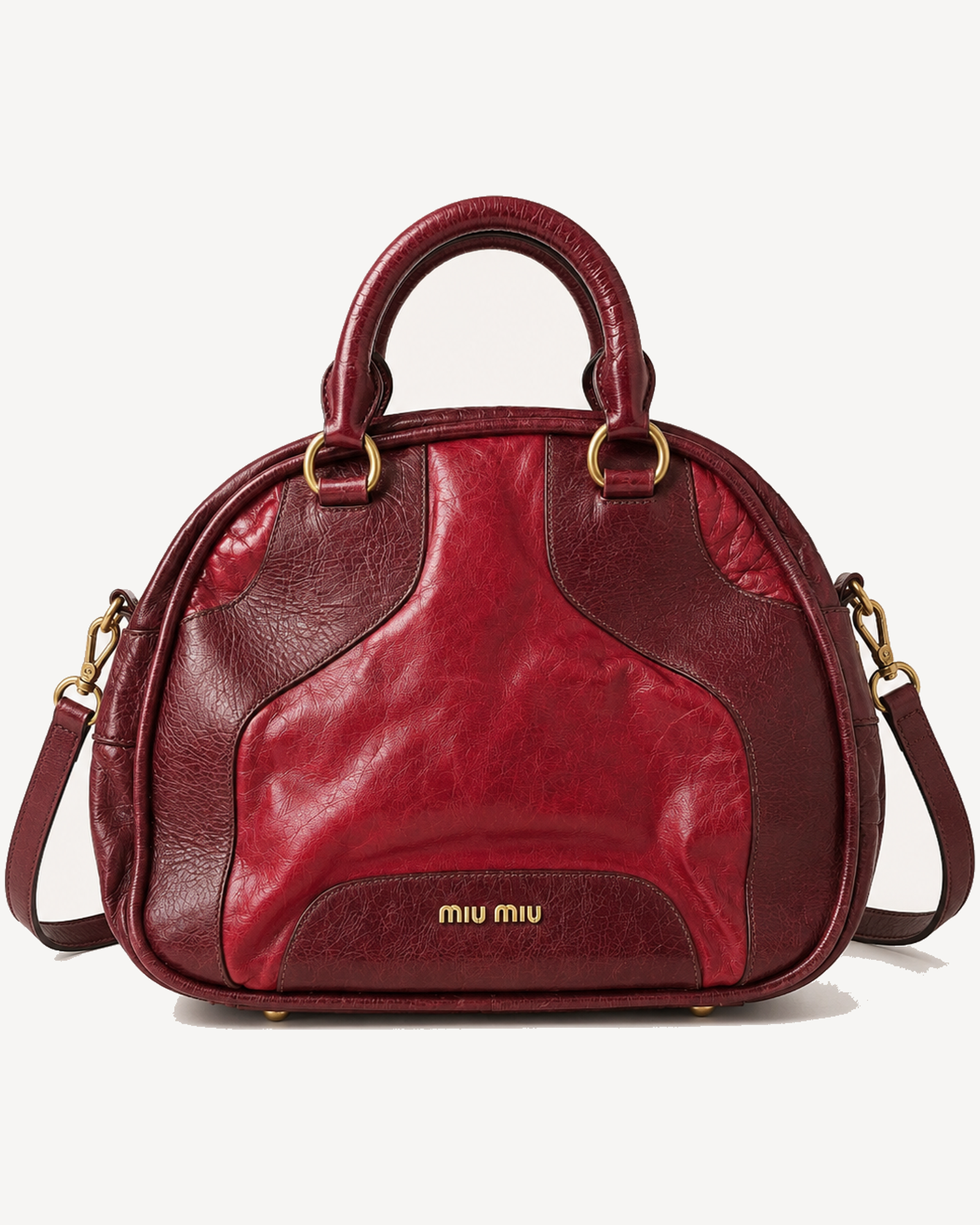 Miu Miu Leather Bowler — Bordeaux