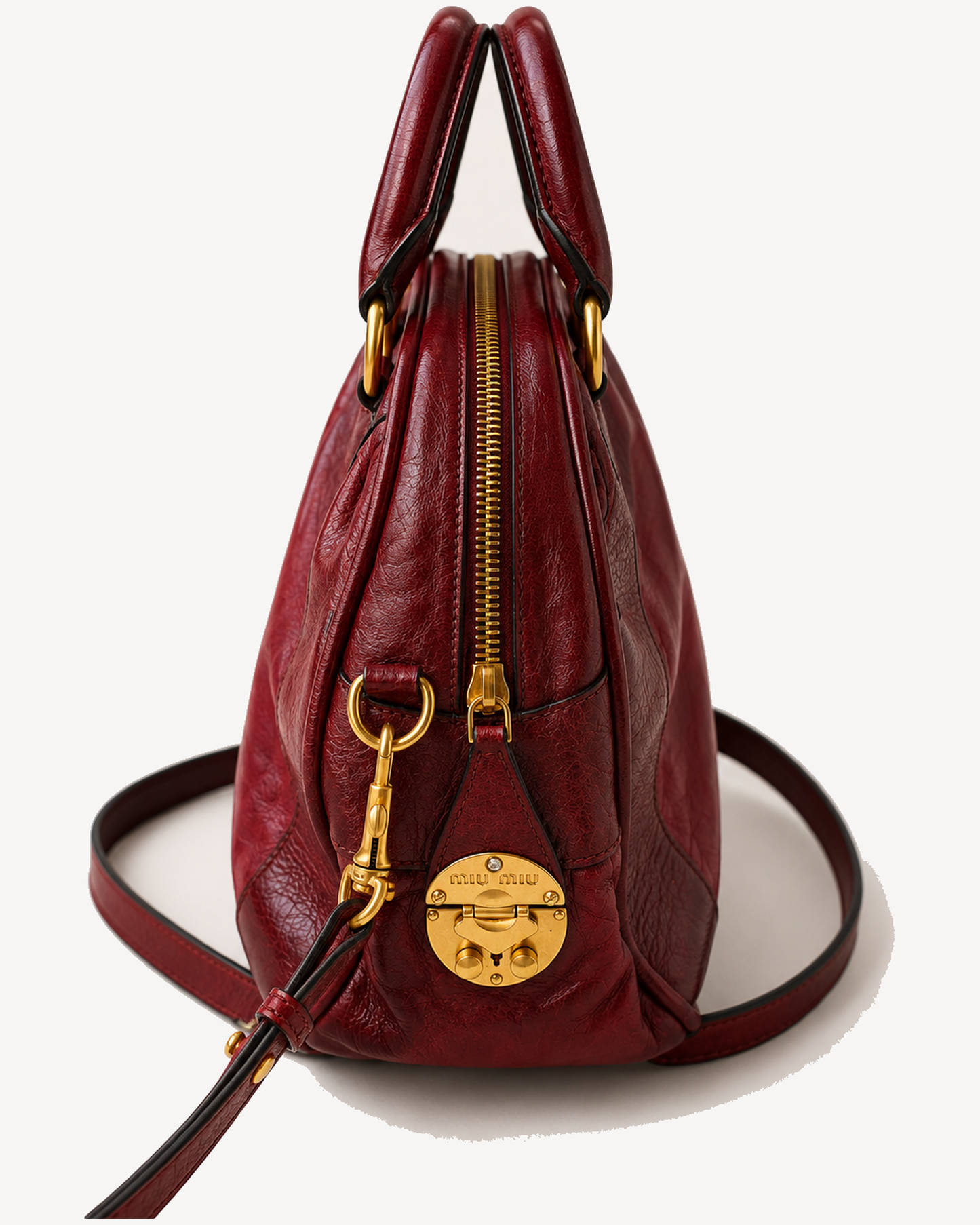 Miu Miu Leather Bowler — Bordeaux