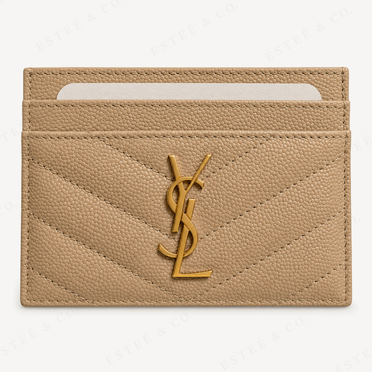Saint Laurent Monogramme Card Holder — Beige